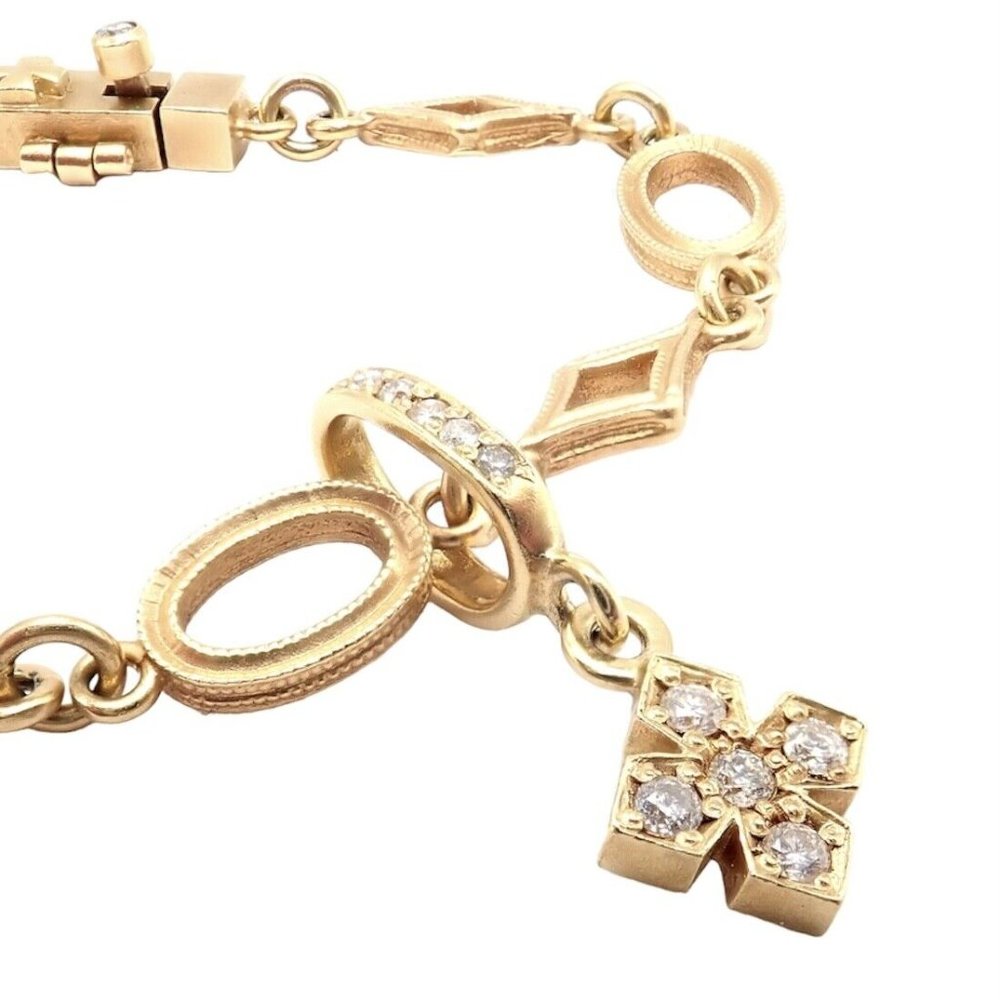 Rare Loree Rodkin 18k Yellow Gold Diamond Cross Bracelet - Picture 2 of 11